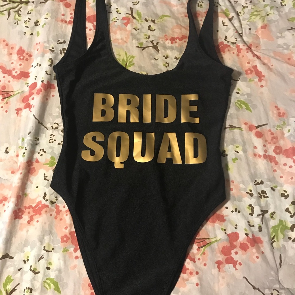 Cheeky Black Bride Squad High Cut Swimsuit
